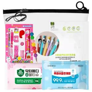 참누리 어린이 선물세트 문구9종세트 캐릭터책갈피볼펜 알록달록색연필 KF94마스크 손소독티슈 물티슈