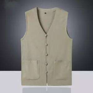 여름 남성 린넨 빈티지 루즈핏 조끼 중국풍 빅사이즈 민소매 베스트