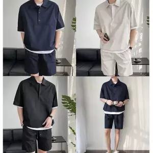 남성 여름용 반팔 아노락 상의와 반바지 트레이닝 스포츠웨어