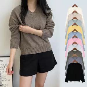 [룽스]예쁜티셔츠 캐시울 봄 가을 니트티 여성 기본티셔