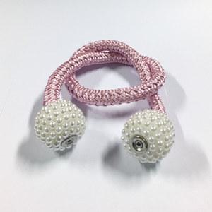 진주 동글 자석 커튼 클립 걸이 타이백 핑크 끈