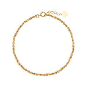 [모아르]18K 금 팔찌 할로우 로프 체인 옐로우 골드