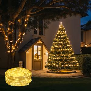 태양광 줄조명 태양열 전구 전등 정원등 LED 경관 조명 크리스마스 트리 엘핀 노란빛 20m
