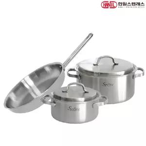 한일STS 스플릿 통5중 스텐레스 IH 인덕션가능 냄비+후라이팬세트 3종C(양18+24+후28)
