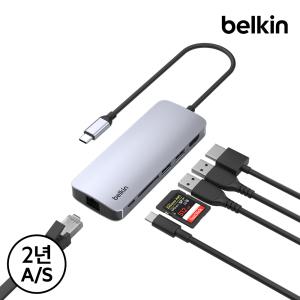 [벨킨] 6in1 C타입 멀티 허브 Pro 이더넷 HDMI 2.0 4K 60Hz 100W AVC008fq 맥북 M4 윈도우 노트북 아이패드 호환
