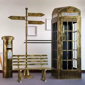 5종 인테리어 공중전화 부스 대형 세트 골드 (WFHJLZI)