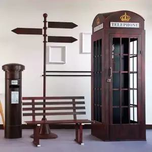 부스 블랙+레드 공중전화 세트 인테리어 대형 5종 (WFHJLZH)