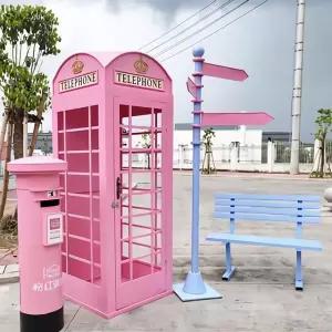 인테리어 공중전화 핑크+스카이 5종 대형 부스 세트 (WFHJLZL)