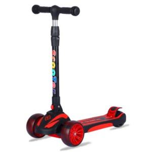케이스피드 원터치 3단 높낮이조절 어린이 스쿠터 접이식 킥보드_블랙+레드