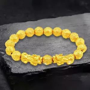 팔찌 24k 도금 비휴 염주 팔찌 사업운 금전운 액막이 육자진언 남자 여자 재물 소원 변색없는