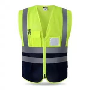 6포켓 망사 안전 관리자 조끼 형광 노랑 XXL 고휘도 야광 반사띠 현장 작업복