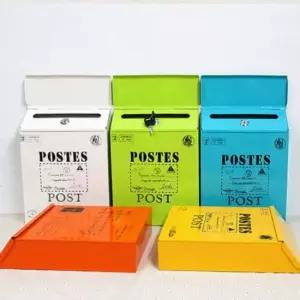 인테리어 벽걸이우체통 파스텔 우편함 철제 잠금장치 벽걸이우체통 우편함 철제