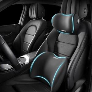 G ARSL 카 레스트 및 지지 쿠션 키트 인체공학적 카시트 넥 베개 뒷좌석 쿠션으로 피로 드라이빙 시트 메모리 폼 등받이 베개(블랙)