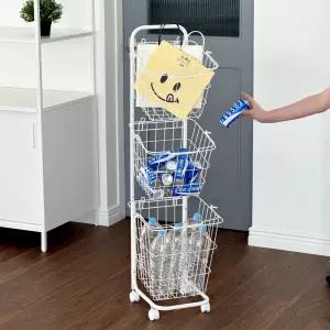 철제 바스켓 분리수거 트롤리 대용량 재활용 이동식트롤리 카트 빨래 바구니 쓰레기통