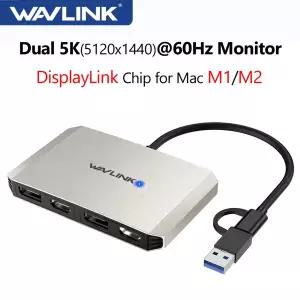 WAVLINK USB 3.0USB C-DisplayPortHDMI 디스플레이 어댑터 Mac M1 M2 Windows DisplayLink DL6950 칩용 듀