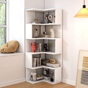 원목 ㄱ자책장 모서리 코너 나무 선반 아이방 60x60cm 안방 진열장 월넛 우드 책꽂이