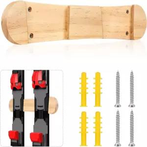 푸티에 미니멀리스트 우드 스키 랙 스노보드 벽걸이 디스플레이 보관 홀더 룸 차고 보드 롱보드용