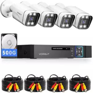 유선 카메라 시스템 4CH 5MP 라이트 AHD TVI DVR 레코더 감시 키트 실외용 듀얼 CCTV 4대 메탈 쉘 스마트