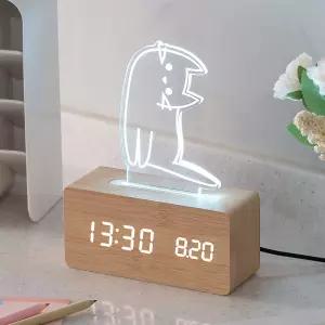 밝기조절 LED시계 고양이무드등 탁상시계 홈인테리어