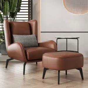 1인용 윙체어 라운지 가죽 암체어 거실 엔틱 휴식
