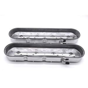 2개 세트 광택 처리된 주조 알루미늄 밸브 커버 (코일 마운트 포함) GM LS 쉐비 스몰 블록 V8 GEN. III/IV