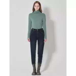 [하프클럽/보니스팍스]세로 절개 포인트 뒷밴딩 세미배기 데님 팬츠 (택가격 119000원)