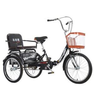 성인 세발 자전거 출퇴근 3발 싱글 그늘막 좌석시트 블랙 주황색 외출 성인용 심플