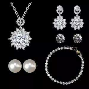 메르베 천연 다이아몬드 목걸이 귀걸이 팔찌 주얼리 5종세트