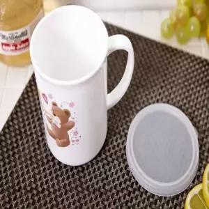 허니베어 귀여운 뚜껑컵 중형 음료수 플라스틱 컵 시원한 음료컵 (WFKIO7M)