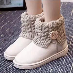 고품질 스웨이드 니트 단추 털부츠 털신발 겨울 앵클 숏부츠 (WFKJZKD)