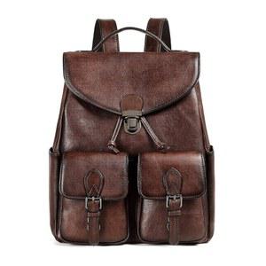 패션 백팩 천연 실용적이고 세련된 배낭 지갑 커피., 가죽 레트로 여성용 백, 데이팩 coolcy 빈티지