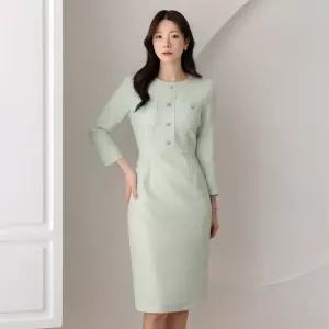 [시크라인] (~XXL까지) 카임 쥬얼리버튼 H라인 트위드 원피스 봄 가을 하객룩 오피스룩 모임룩 격식룩 빅사이즈