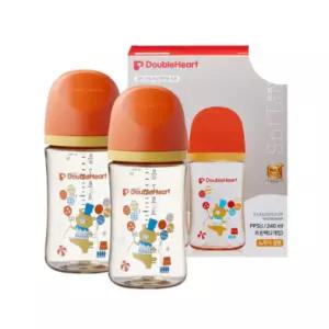 더블하트 젖병 선물 축하 세트 트윈팩 240ml 베어 BNS