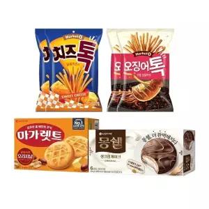 오징어톡x2 + 치즈톡x2 + 몽쉘 오리지널x1 + 마가렛트 오리지널x1