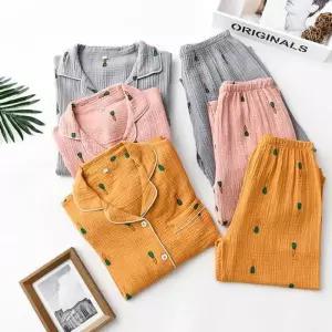 [라일리의류] Rly 당근 커플 순면 잠옷 긴팔 세트