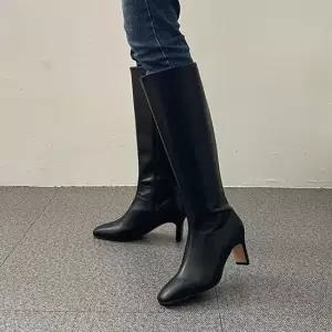 포인티드토 롱부츠 하이힐 슬림샤프트 사이드지퍼 5FW 롱부츠 포인티드토 하이힐