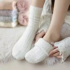 겨울 중목 패션 워머 수면 따뜻한 여성 앙고라 양말