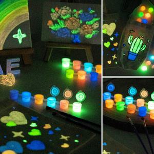 [문구티쳐] 민화샵 야광물감놀이 (A세트/B세트) 2종 6색 3ml 알록달록 야광 페인트 키즈물감