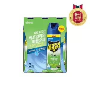에프킬라 에어로졸 모기약살충제 500ml 그린티향 x 3개