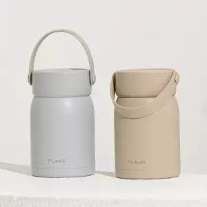 텀스 라운드 핸들 푸드자 710ml+접이식 숟가락 세트 보온도시락 보온죽통