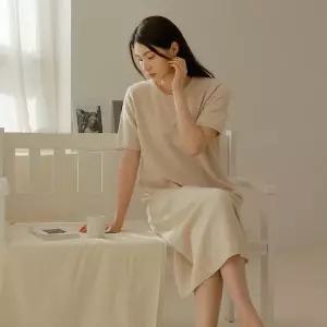 [엘리시아]러배 라운드 비스코스 반팔 원피스_P387326142