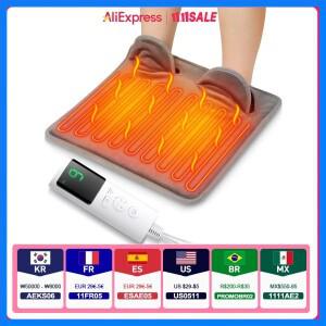 9단계 전기 발 온열 패드 휴대용 겨울용 부드러운 플러시 세탁 가능 발 워머 4단계 타이머 히터 발 온열 매