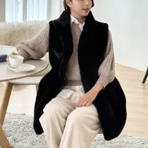 금강모피 금강 자체제작 페이크퍼 인조 밍크 스트링 조끼 롱 베스트 IHV-2107 3컬러