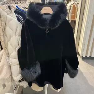 [셀러허브 1]밀스튜디오 HC06 인조퍼 자켓 여성스러운핏 인조퍼 후드 자켓 LRCMUR108BK6