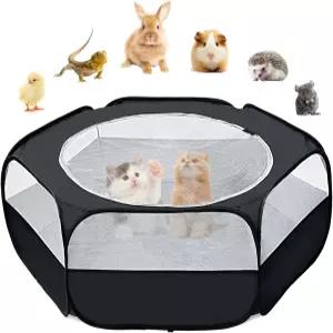 작은 동물 놀이펜 커버 토끼 기니피그 햄스터 친칠라 페럿 고양이를 위한 휴대용 팝업 펫 인클로저 실내