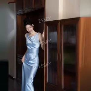 웨딩이브닝드레스 하늘색 피로연드레스 연주회원피스