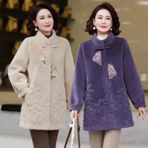 솔저스여성자켓 엄마룩 밍크밍크코트 중장년 겨울 퍼 일체형 OPH4