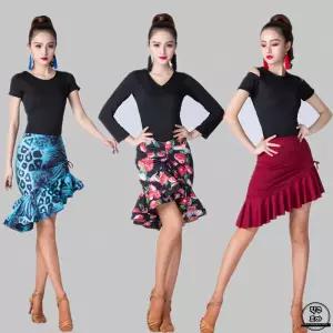 라인 댄스복 여성 화려한 스포츠 무용 라틴 연습 스커트 살사 하의