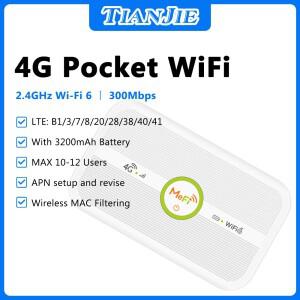 TIANJIE M30 4G WiFi6 MiFi 휴대용 라우터 3200mAh 장시간 배터리 여행용 와이파이 핫스팟 가정용 업무용