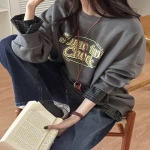 란뮤 루즈핏 기모 셔츠 레이어드 맨투맨 85923 빅사이즈 여성의류